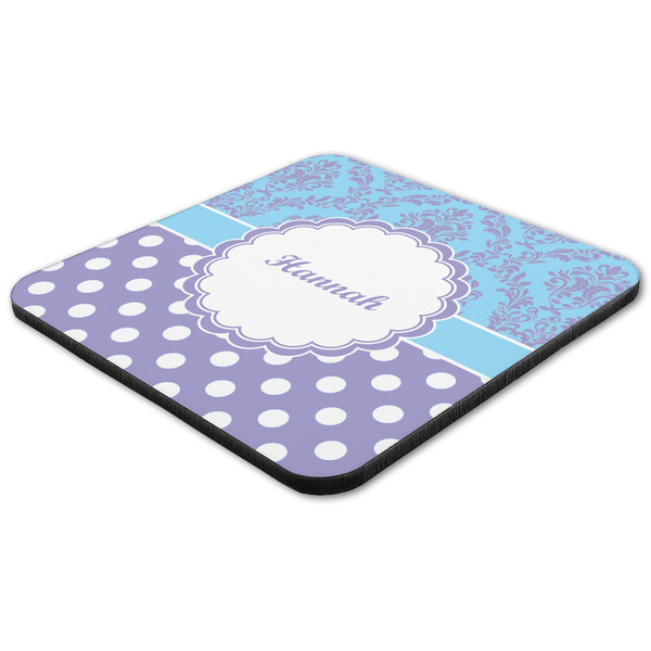 Purple Damask & Dots Coaster Set - FLAT (one)