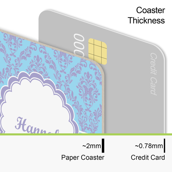 Purple Damask & Dots Coaster Thickness