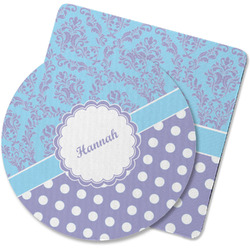 Purple Damask & Dots Rubber Backed Coaster (Personalized)