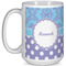Purple Damask & Dots 15 Oz Coffee Mug - White (Personalized)