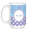 Purple Damask & Dots Coffee Mug - 15 oz - White