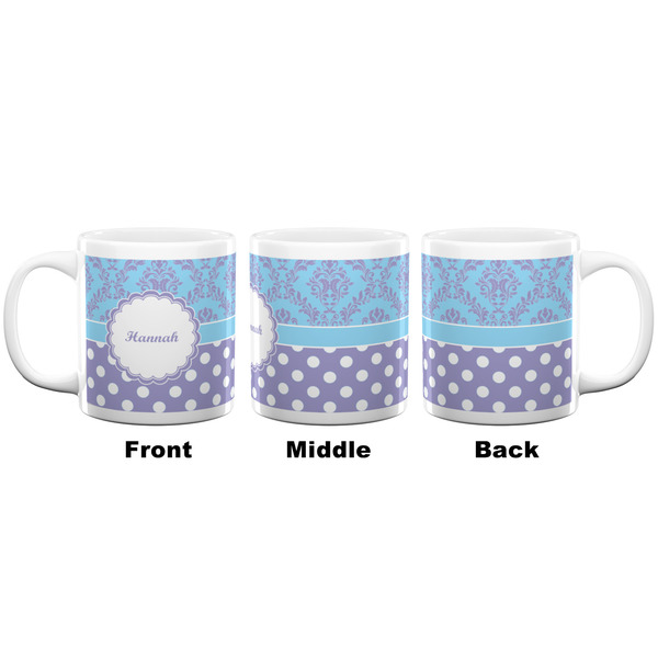 Purple Damask & Dots Coffee Mug - 20 oz - White APPROVAL