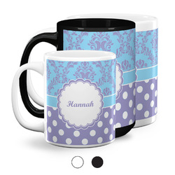 Purple Damask & Dots Coffee Mugs (Personalized)