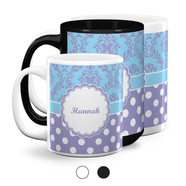 Purple Damask & Dots Coffee Mugs Main