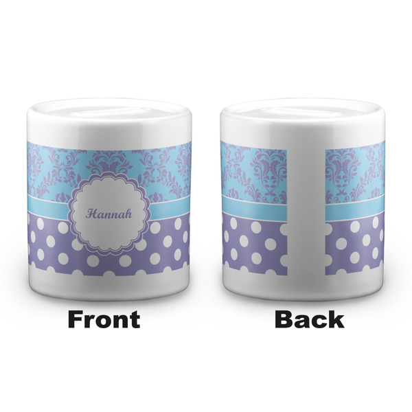Purple Damask & Dots Coin Bank - Apvl