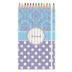 Purple Damask & Dots Colored Pencils (Personalized)
