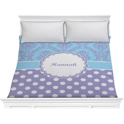 Purple Damask & Dots Comforter - King (Personalized)