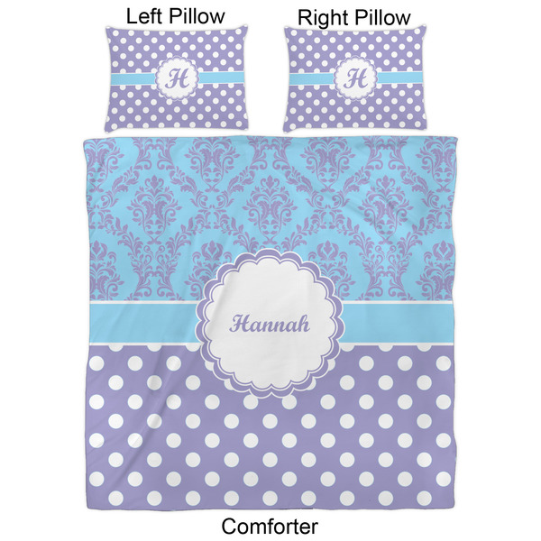 Purple Damask & Dots Comforter Set - Queen - Approval