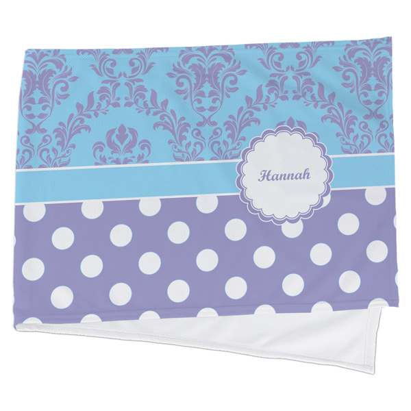 Custom Purple Damask & Dots Cooling Towel (Personalized)
