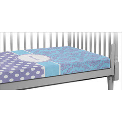 Purple Damask & Dots Crib Fitted Sheet w/ Name or Text