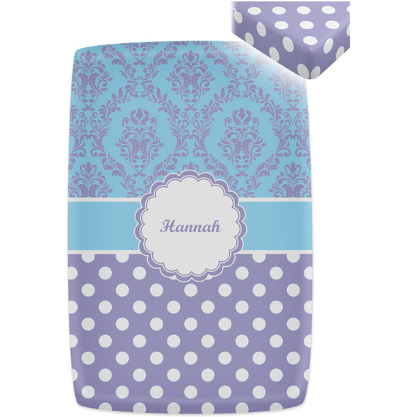 Purple Damask & Dots Crib Fitted Sheet - Apvl