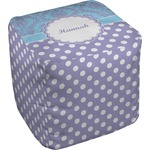 Purple Damask & Dots Cube Pouf Ottoman (Personalized)