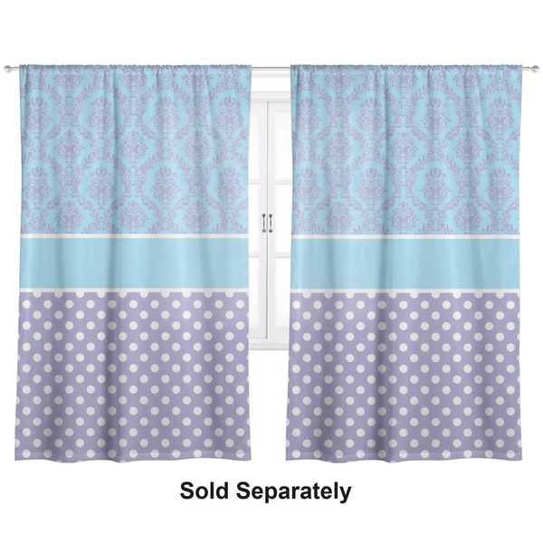 Custom Purple Damask & Dots Curtain Panel - Custom Size