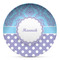 Purple Damask & Dots Microwave Safe Plastic Plate - Composite Polymer (Personalized)