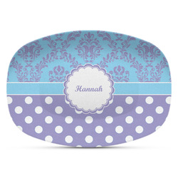 Purple Damask & Dots Plastic Platter - Microwave & Oven Safe Composite Polymer (Personalized)