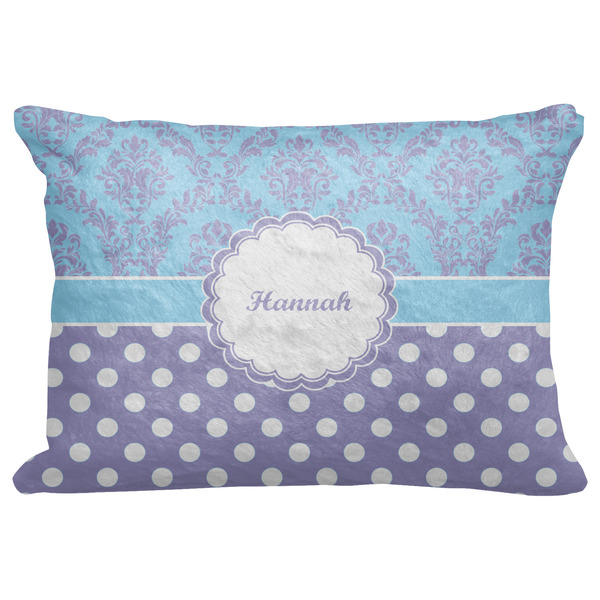 Custom Purple Damask & Dots Decorative Baby Pillowcase - 16"x12" w/ Name or Text