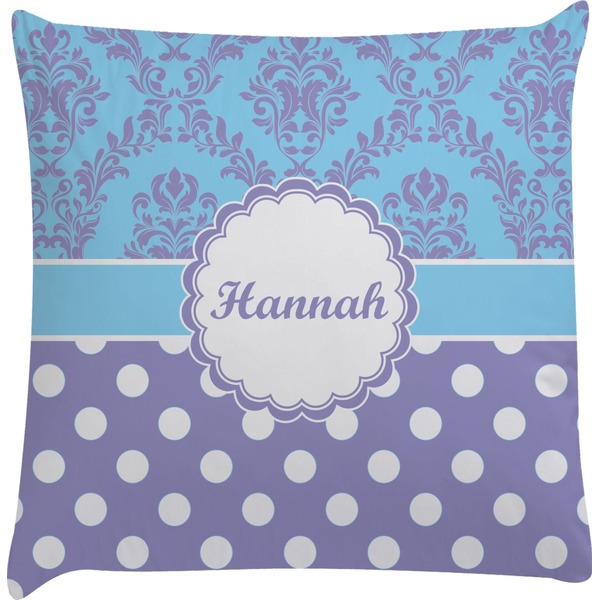 Custom Purple Damask & Dots Decorative Pillow Case (Personalized)