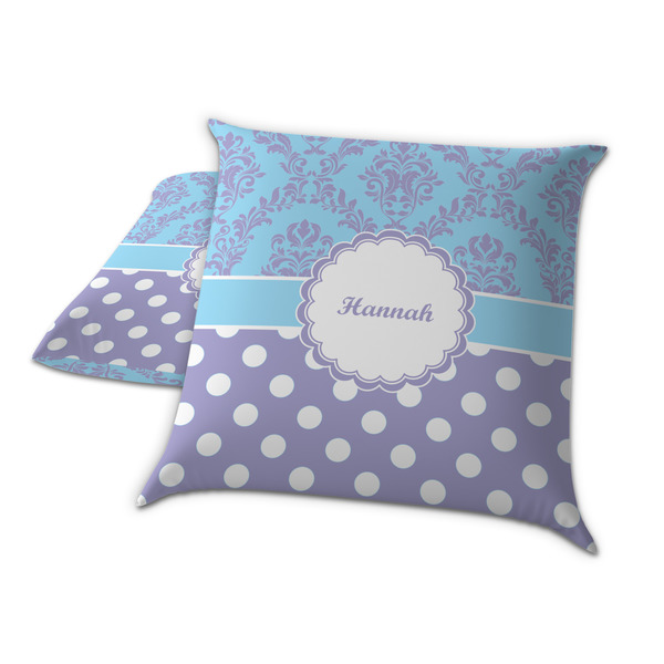 Purple Damask & Dots Decorative Pillow Case - TWO