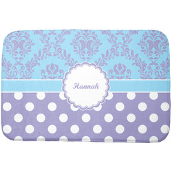 Purple Damask & Dots Dish Drying Mat w/ Name or Text