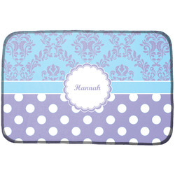 Purple Damask & Dots Dish Drying Mat w/ Name or Text