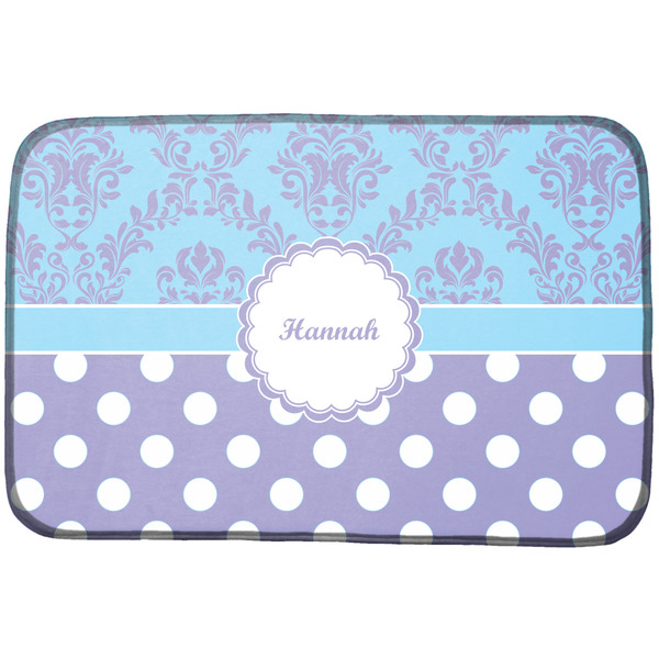 Custom Purple Damask & Dots Dish Drying Mat w/ Name or Text