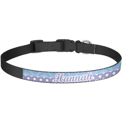 Purple Damask & Dots Dog Collar - Large (Personalized)