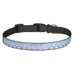 Purple Damask & Dots Dog Collar (Personalized)
