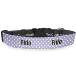 Purple Damask & Dots Deluxe Dog Collar - Small (8.5" to 12.5") (Personalized)