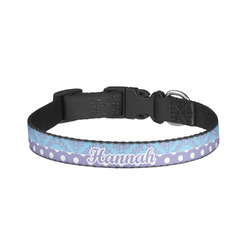 Purple Damask & Dots Dog Collar - Small (Personalized)