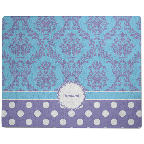 Purple Damask & Dots Dog Food Mat - Large without Bowls