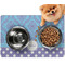 Purple Damask & Dots Dog Food Mat - Small LIFESTYLE