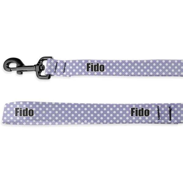 Custom Purple Damask & Dots Deluxe Dog Leash - 4 ft (Personalized)