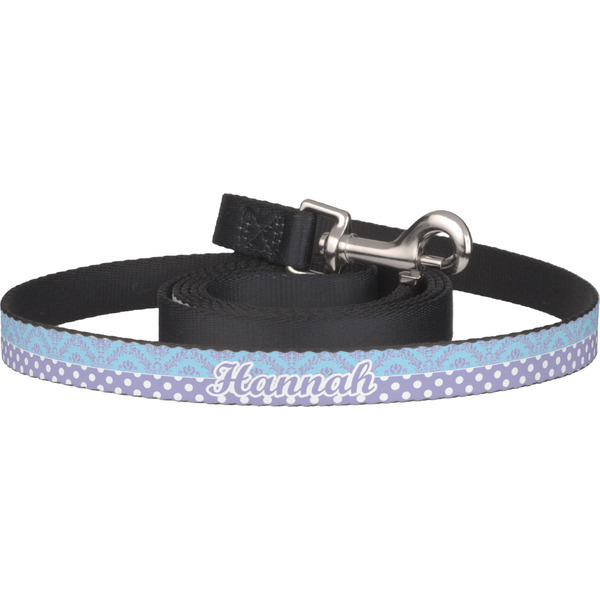 Custom Purple Damask & Dots Dog Leash (Personalized)