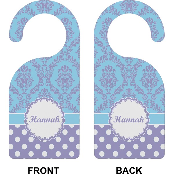 Purple Damask & Dots Door Hanger (Approval)