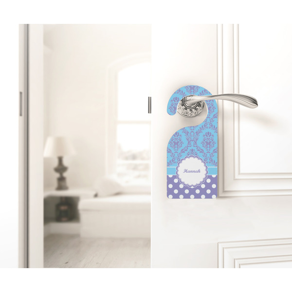Purple Damask & Dots Door Hanger - LIFESTYLE