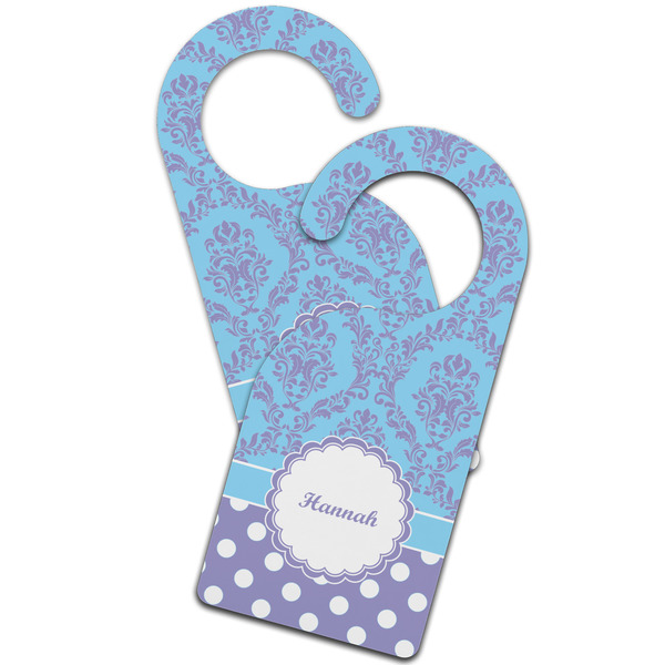 Purple Damask & Dots Door Hanger - MAIN