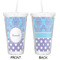 Purple Damask & Dots Double Wall Tumbler with Straw - Approval