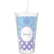 Purple Damask & Dots Double Wall Tumbler with Straw (Personalized)