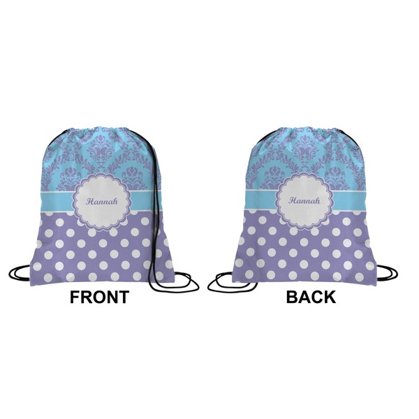 Purple Damask & Dots Drawstring Backpack