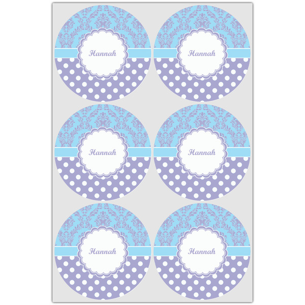 Purple Damask & Dots Drink Topper - Large - Set of 6