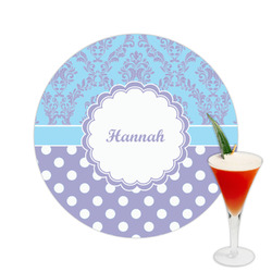 Purple Damask & Dots Printed Drink Topper -  2.5" (Personalized)