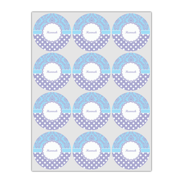 Purple Damask & Dots Drink Topper - Small - Set of 12