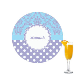 Purple Damask & Dots Printed Drink Topper - 2.15" (Personalized)