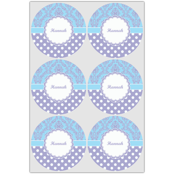 Purple Damask & Dots Drink Topper - XLarge - Set of 6