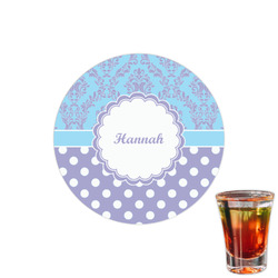 Purple Damask & Dots Printed Drink Topper - 1.5" (Personalized)