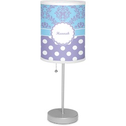 Purple Damask & Dots Lamp with Drum Shade (Personalized)