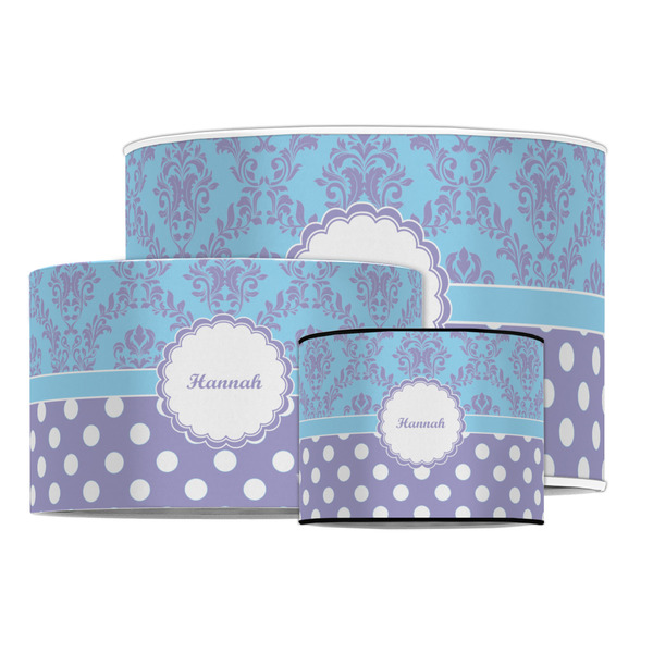 Purple Damask & Dots Drum Lampshades - MAIN