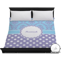 Purple Damask & Dots Duvet Cover - King (Personalized)