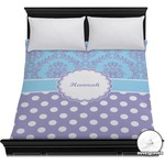 Purple Damask & Dots Duvet Cover - Full / Queen (Personalized)