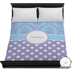 Purple Damask & Dots Duvet Cover - Full / Queen (Personalized)